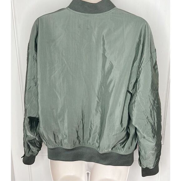 & Other Stories Overlapping Bomber Jacket Army Green Size 4 - Picture 8 of 8